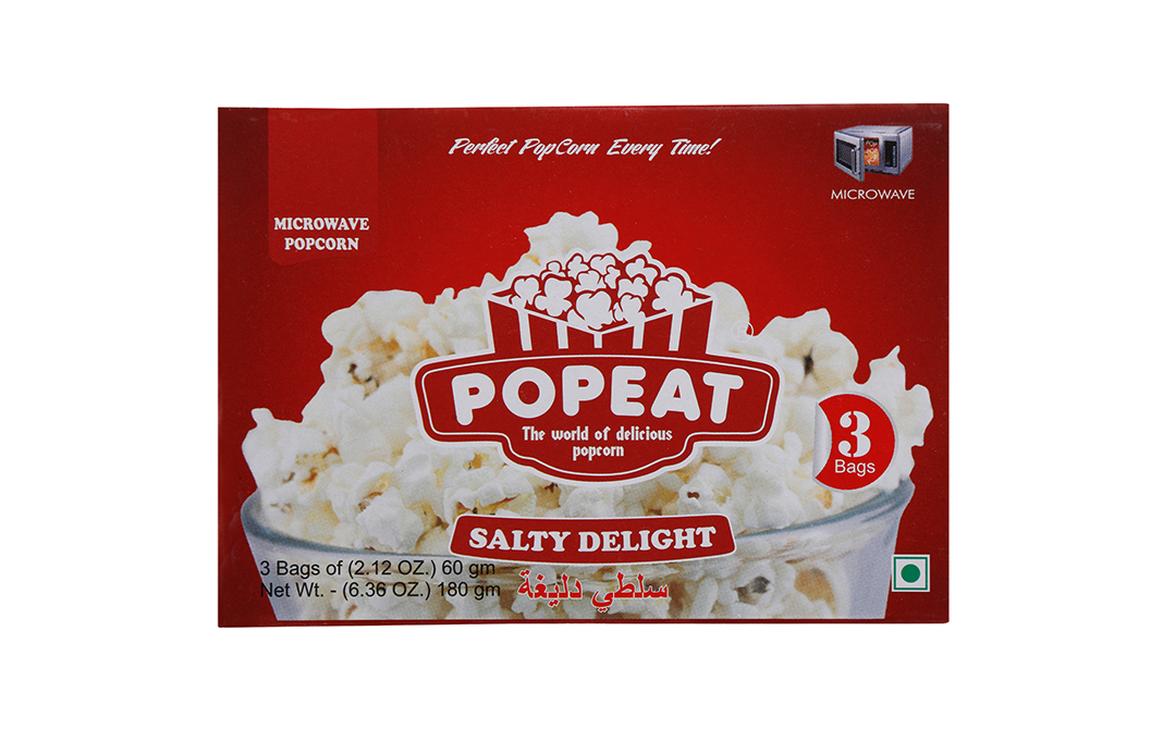 PopEat Microwave Popcorn Salty Delight   Pack  180 grams